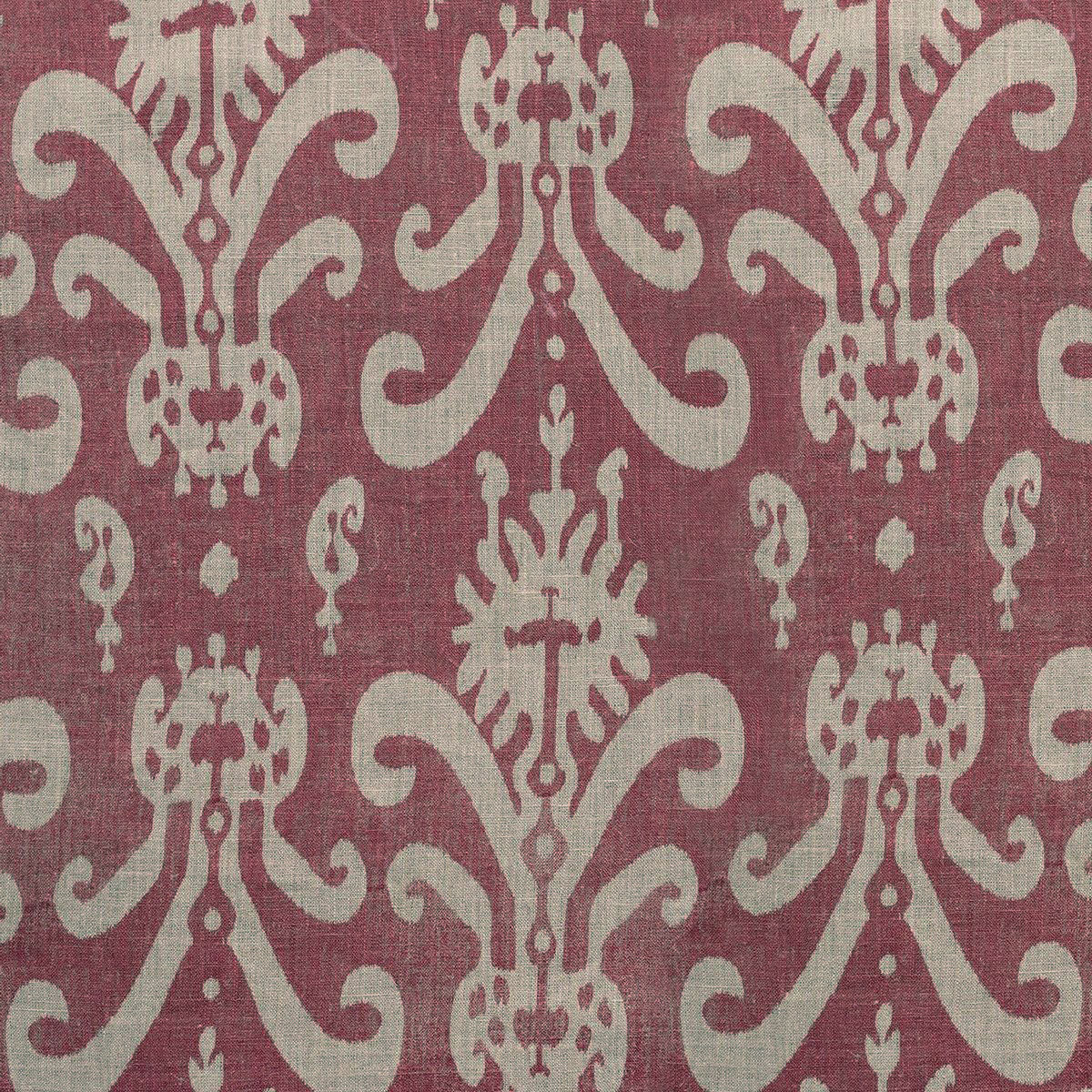 Damson Sacha stonewashed linen panel, ikat pattern in deep plum