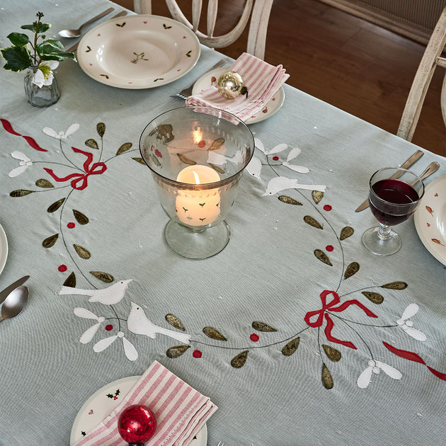 Duckegg Ribbon & Mistletoe Tablecloth - Large