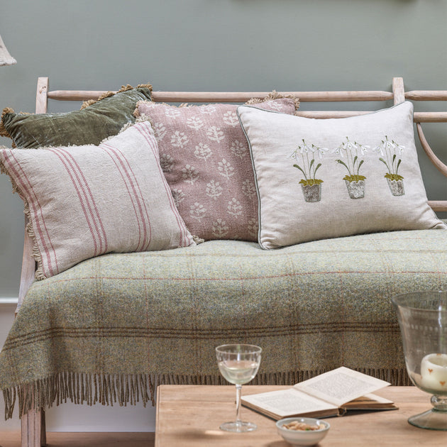 Red Hartford Stripe Rustic Linen Cushion