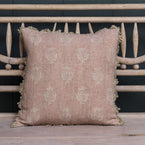 Dusky Pink Reverse Pomegranate Rustic Linen Cushion