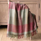Dusky Rose Celadon Harlequin Shetland Wool Throw