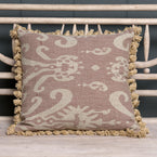 Dusky Mauve Sacha Rustic Linen Cushion with Tassels