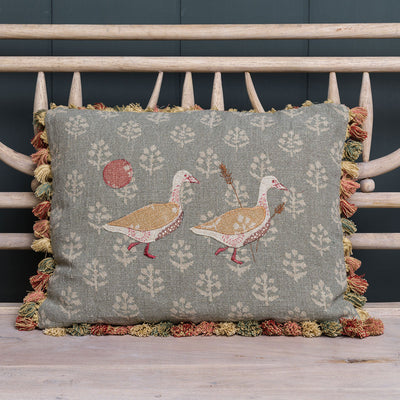 Egyptian Geese Rustic Linen Cushion