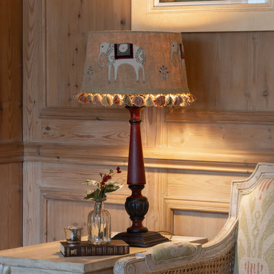 Embroidered Indian Wedding Lampshade in Saffron with Tassels