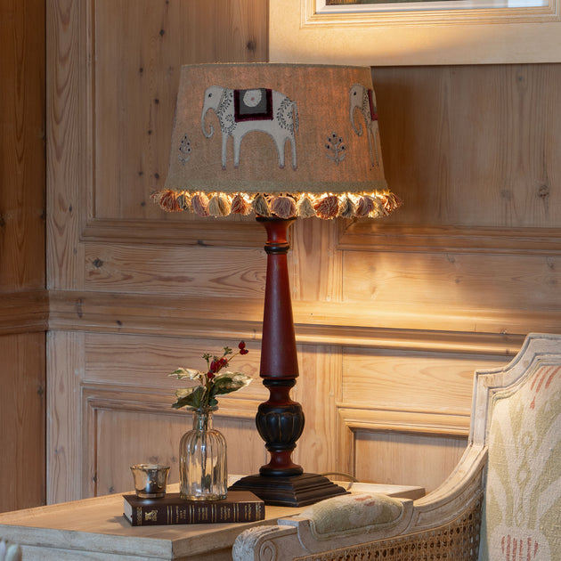 Embroidered Indian Wedding Lampshade in Saffron with Tassels