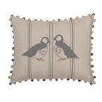 Embroidered Puffins Cushion