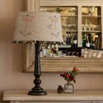 Embroidered Rustic Linen Echinaceas Lampshade