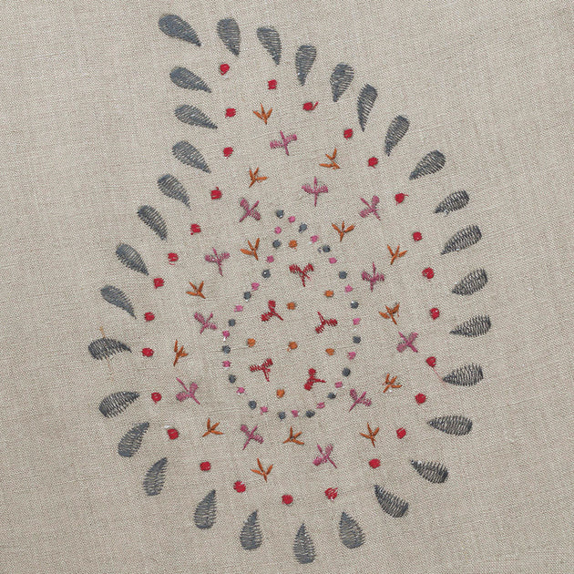 Large Returnable Sample of Charcoal Embroidered Malathi - Lighter Linen