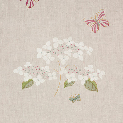 Hand-printed Ivory Hydrangea &amp; Butterflies Linen – 310