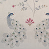 Hand-printed Blue Gold Peacocks Light Linen – 311L