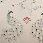 311 - Hand-printed Blue Gold Peacocks Linen – Seconds