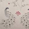 Hand-printed Blue Gold Peacocks Light Linen – 311L