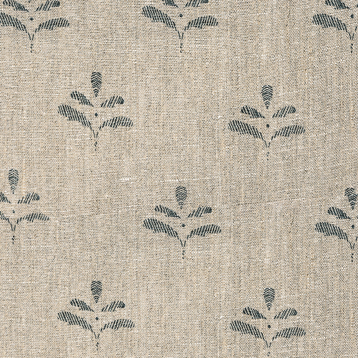 Small Non Returnable Sample of Rustic Linen Light Summer Blue Leaf