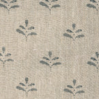 Hand-printed Summer Blue Leaf - Light Rustic Linen – 316B