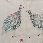 309 - Teal Blue Guinea Fowl Linen - Roll Ends
