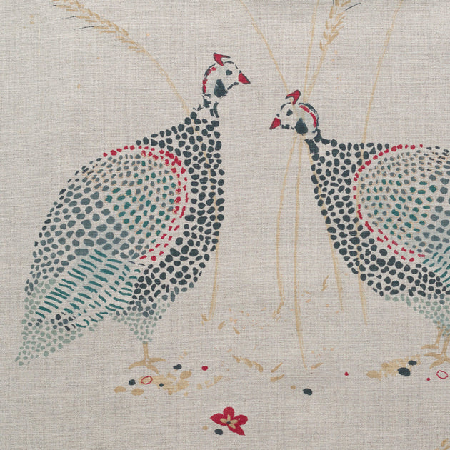 Large Returnable Sample of Teal Blue Guinea Fowl Linen - Lighter Linen
