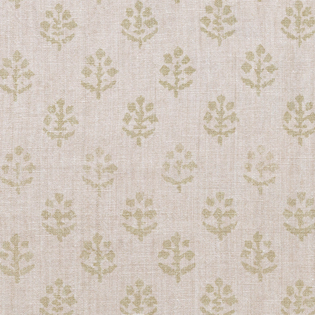 Hand-printed Faded Green Megha Rustic Linen/Stonewashed Panel (3m Approx.) - 353G