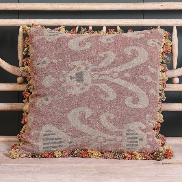 Faded Rose Natasha Rustic Linen Cushion with Tassels