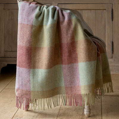 Faded Rose Straw Harlequin Shetland Wool Throw
