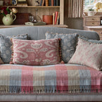 Faded Rose Tulipa Rustic Linen Cushion with Tassels