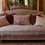 Faded Rose Tulipa Rustic Linen Cushion with Tassels