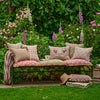 Embroidered Three Foxglove Rustic Linen Cushion