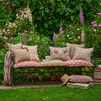 Embroidered Three Foxglove Rustic Linen Cushion