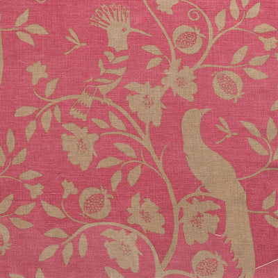 Fushia Gold Hoopoe Rustic Linen Stonewashed Panel (Approx. 3.2m) - 349