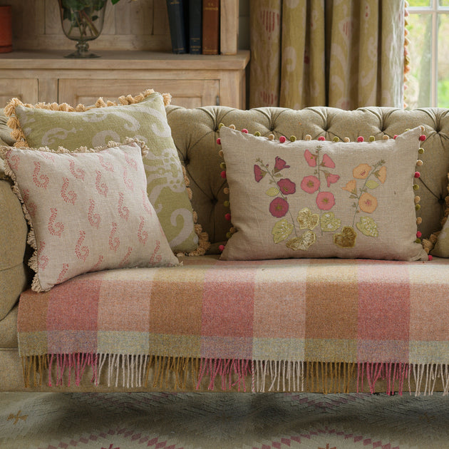 Gold & Faded Rose Harlequin Shetland Throw