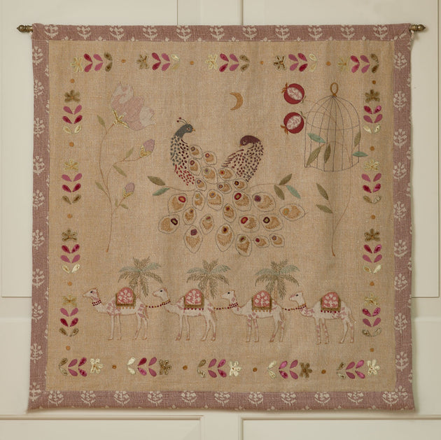 Golden Peacocks Wall Hanging