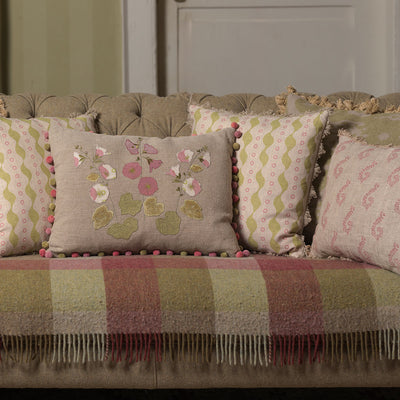 Green Pink Bloomsbury Linen Cushion