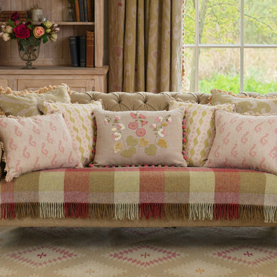 Green Pink Bloomsbury Linen Cushion