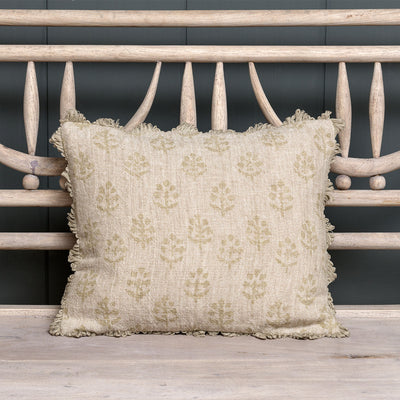 Green Megha Rustic Linen Cushion