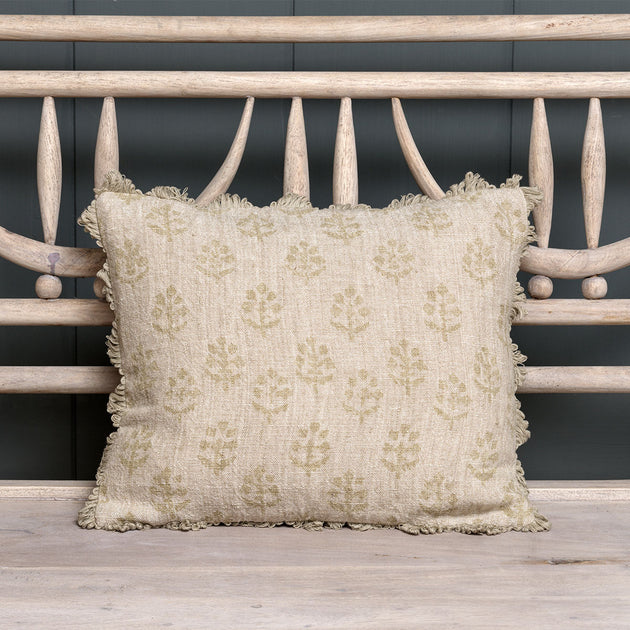 Green Megha Rustic Linen Cushion