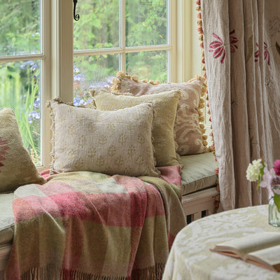 Green Megha Rustic Linen Cushion