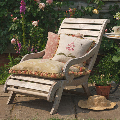Rose Foxglove Rustic Linen Cushion with Tassels