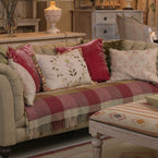 Red Green Fritillary Rustic Linen Cushion