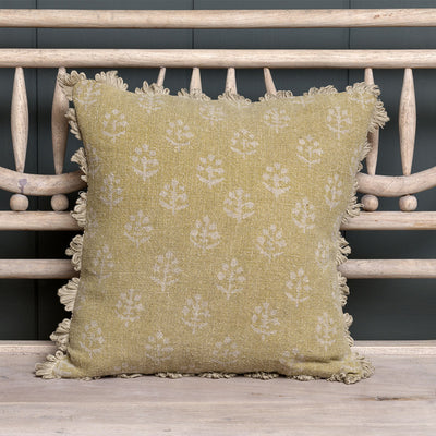 Green Reverse Megha Rustic Linen Cushion - Sale
