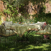 Green Sacha Rustic linen Tablecloth/Bridge Cloth - Tassels