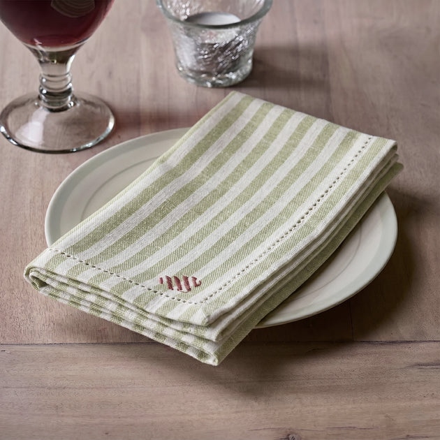 Green Ivory Stripe Napkin (Set of 4)