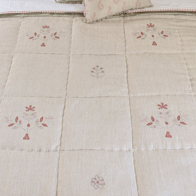 Rose Freja Rustic Linen Quilt - King Size