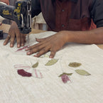 Embroidered Rosa Mundi Rustic Linen Cushion