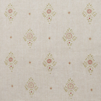 Hand-printed Green Anushka on Rustic Linen – 317G
