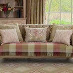 Hollyhocks Embroidered Linen Cushion in Bloomsbury & Silk