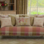 Hollyhocks Embroidered Linen Cushion