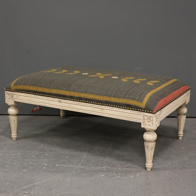 Sample Carved Kilim Footstool - Tulip