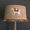 Embroidered  Saffron Linen 16" Empire Lampshade with Tassels