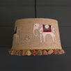 Embroidered Saffron Linen 14" Pendant Lampshade with Tassels