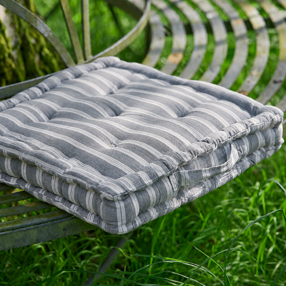 Slate Cambridge Stripe Box Cushion