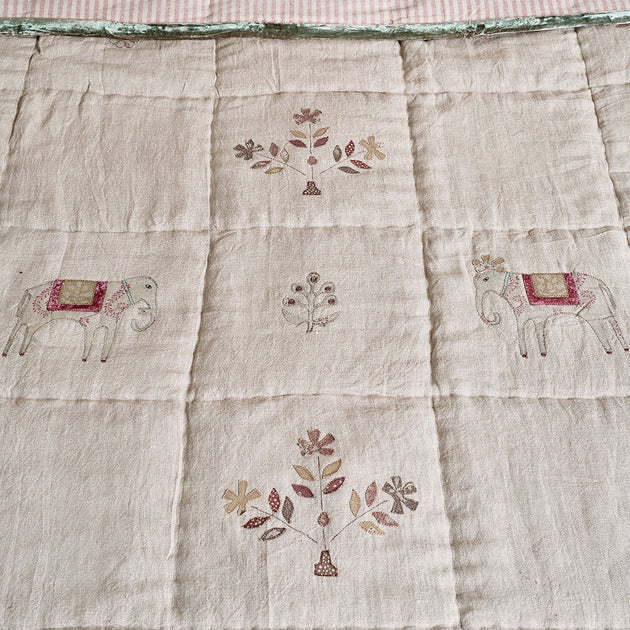 Indian Wedding Rustic Linen Quilt - King Size